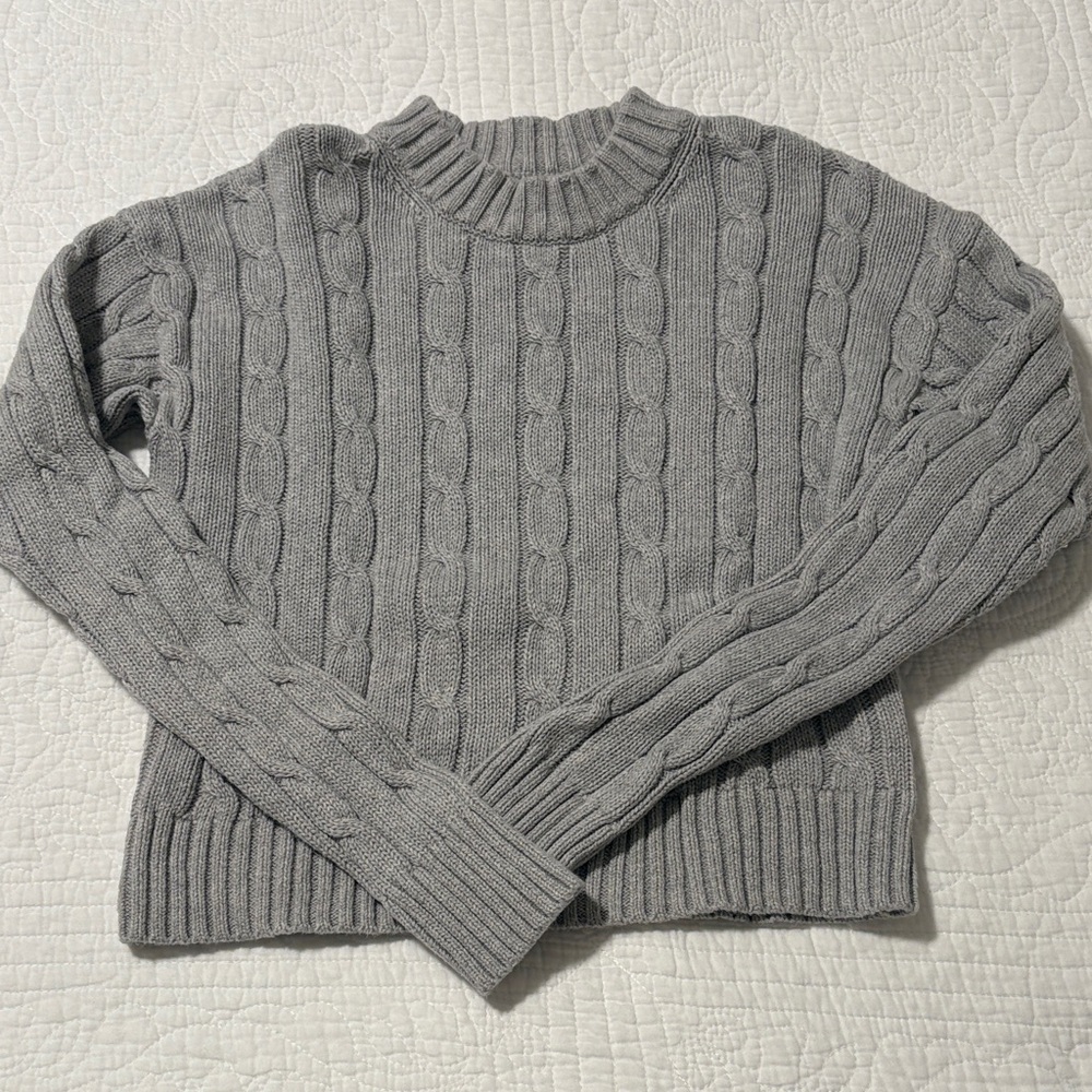 GAP Heather Gray Cable Sweater